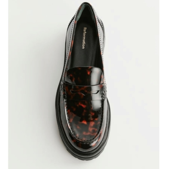 Reformation Agathea Chunky Loafer Patent Tortoise  sz 9 - Picture 5 of 8